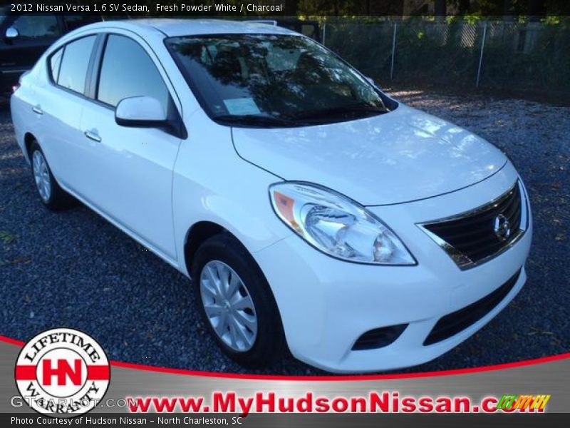 Fresh Powder White / Charcoal 2012 Nissan Versa 1.6 SV Sedan