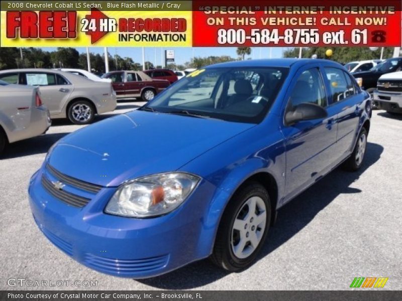 Blue Flash Metallic / Gray 2008 Chevrolet Cobalt LS Sedan