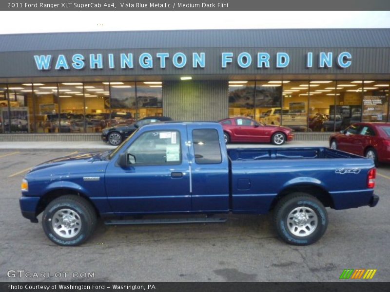 Vista Blue Metallic / Medium Dark Flint 2011 Ford Ranger XLT SuperCab 4x4