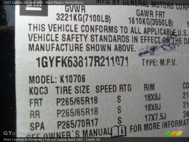 Black Raven / Ebony/Ebony 2007 Cadillac Escalade AWD