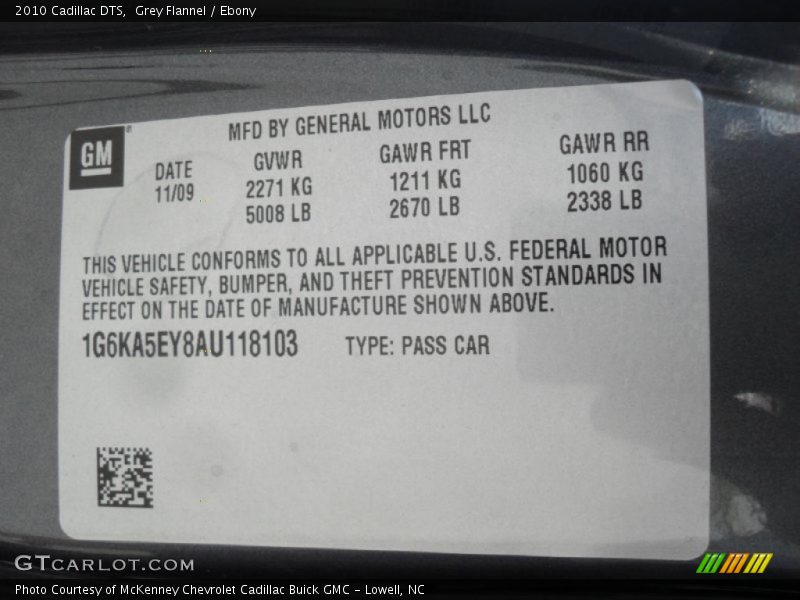 Grey Flannel / Ebony 2010 Cadillac DTS