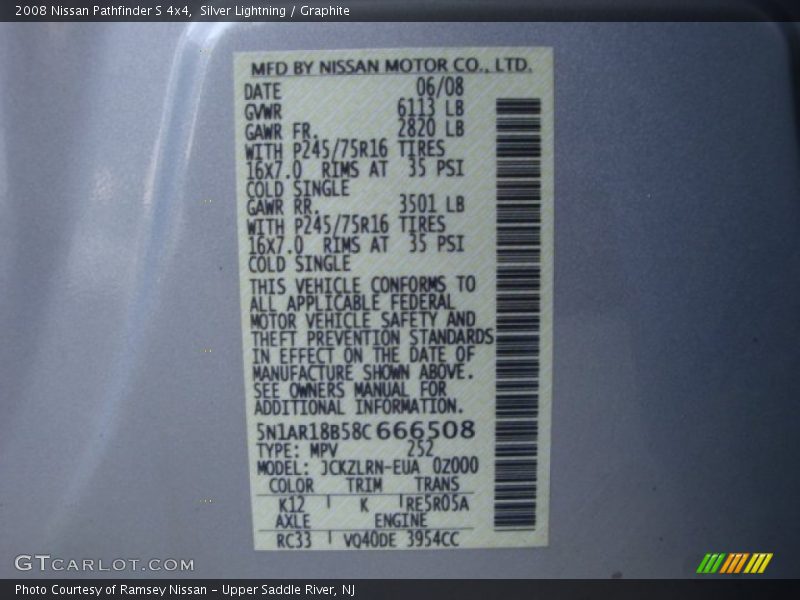Silver Lightning / Graphite 2008 Nissan Pathfinder S 4x4