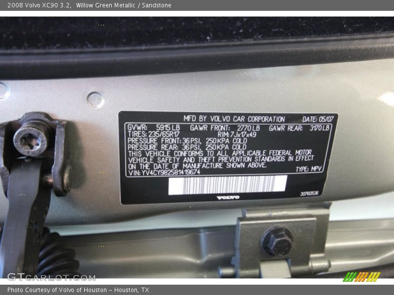 Willow Green Metallic / Sandstone 2008 Volvo XC90 3.2