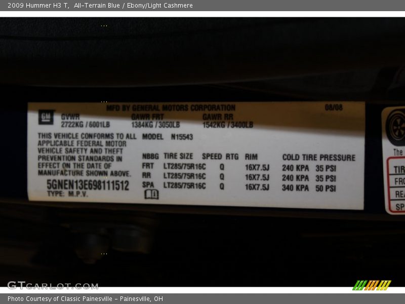 Info Tag of 2009 H3 T