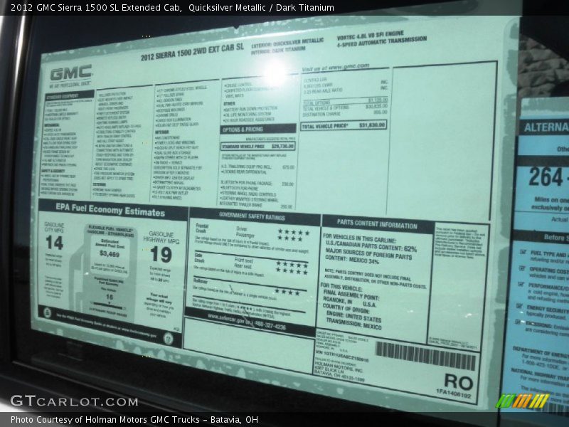 Quicksilver Metallic / Dark Titanium 2012 GMC Sierra 1500 SL Extended Cab