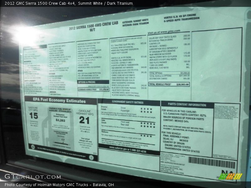 Summit White / Dark Titanium 2012 GMC Sierra 1500 Crew Cab 4x4