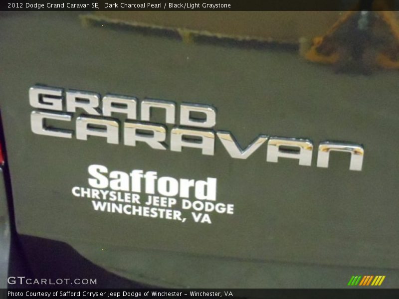 Dark Charcoal Pearl / Black/Light Graystone 2012 Dodge Grand Caravan SE