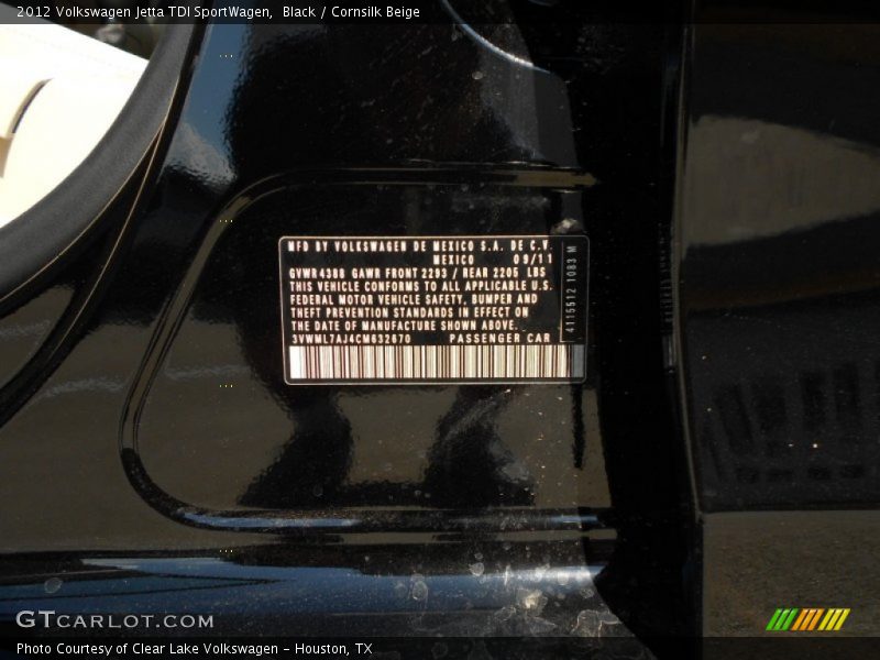 Black / Cornsilk Beige 2012 Volkswagen Jetta TDI SportWagen