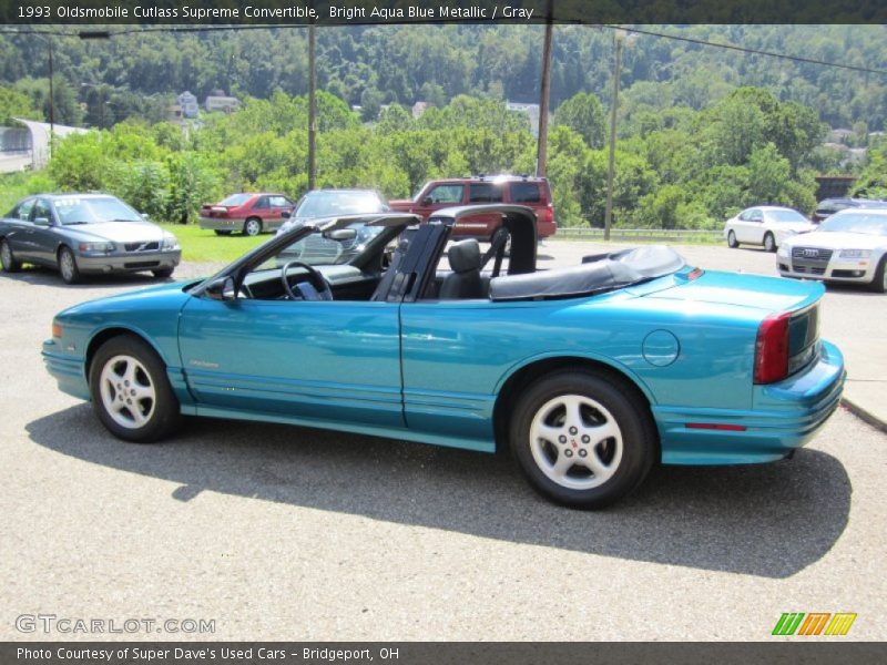 Bright Aqua Blue Metallic / Gray 1993 Oldsmobile Cutlass Supreme Convertible