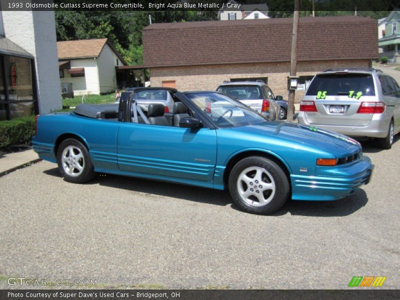 Bright Aqua Blue Metallic / Gray 1993 Oldsmobile Cutlass Supreme Convertible