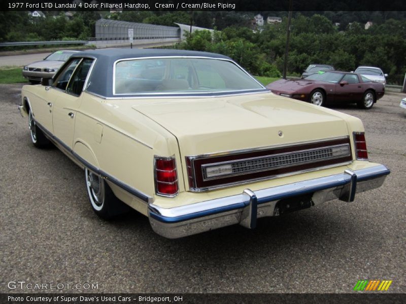 Cream / Cream/Blue Piping 1977 Ford LTD Landau 4 Door Pillared Hardtop