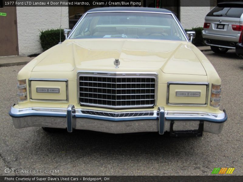 Cream / Cream/Blue Piping 1977 Ford LTD Landau 4 Door Pillared Hardtop