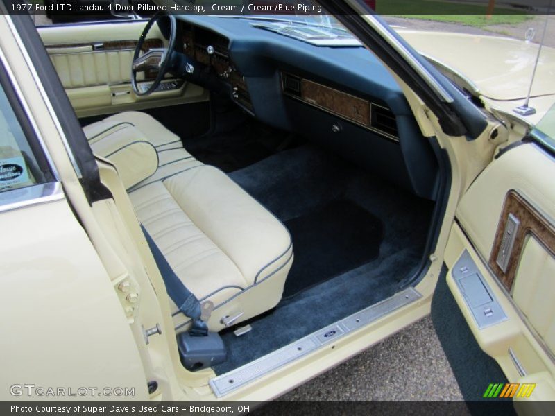 Cream / Cream/Blue Piping 1977 Ford LTD Landau 4 Door Pillared Hardtop