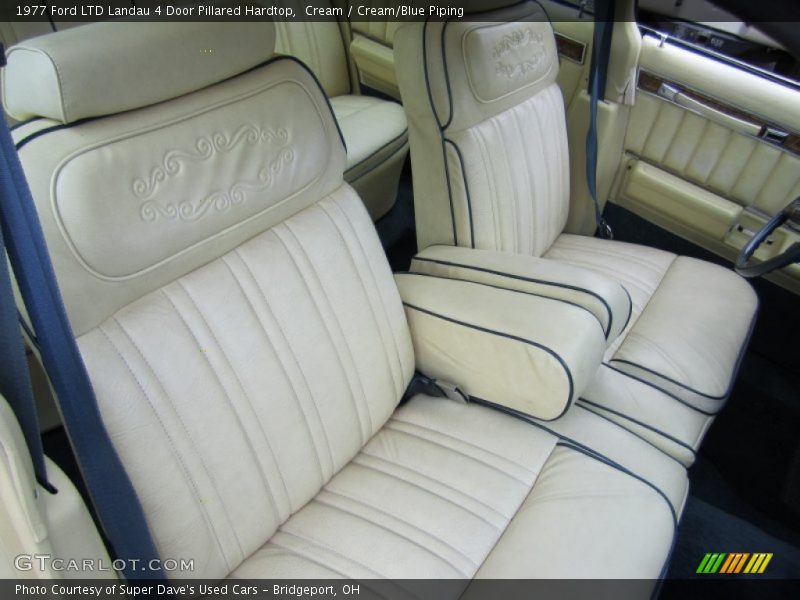 Cream / Cream/Blue Piping 1977 Ford LTD Landau 4 Door Pillared Hardtop