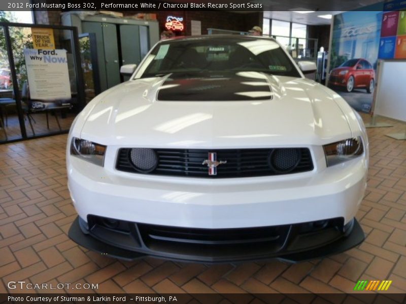 Performance White / Charcoal Black Recaro Sport Seats 2012 Ford Mustang Boss 302