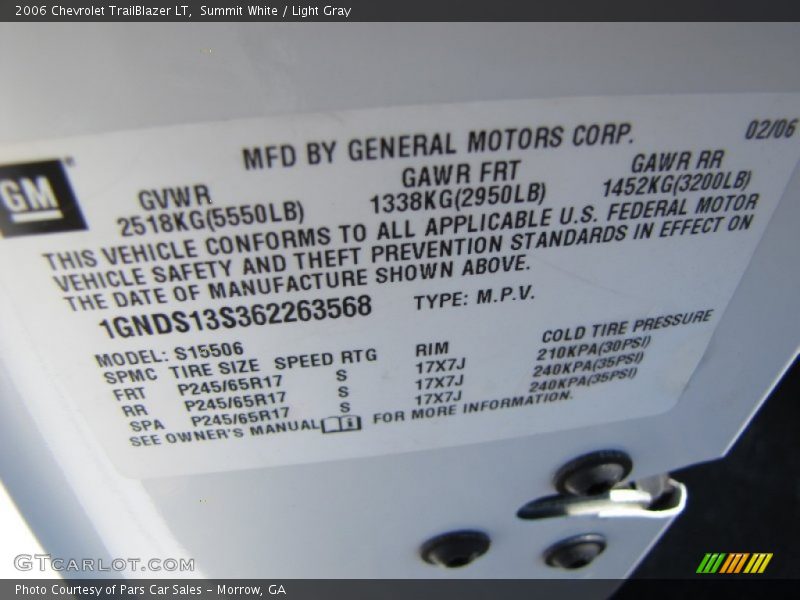 Summit White / Light Gray 2006 Chevrolet TrailBlazer LT