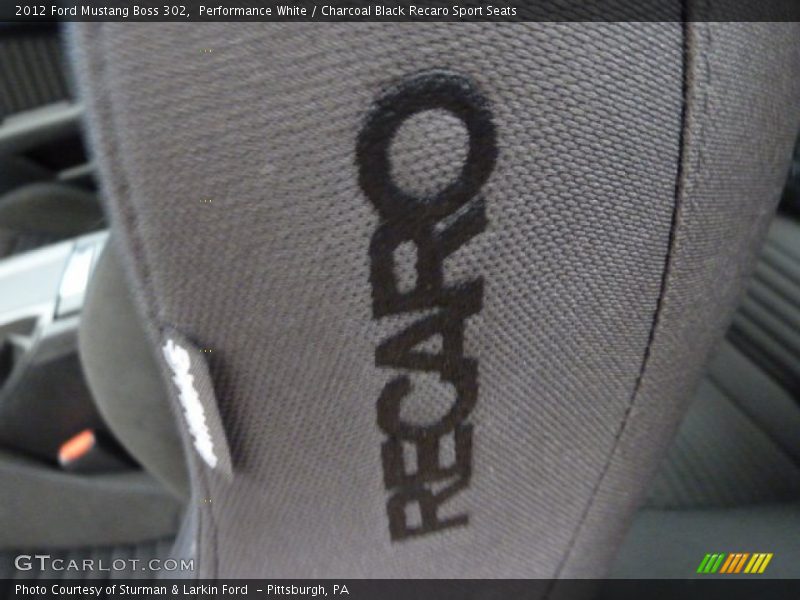 Performance White / Charcoal Black Recaro Sport Seats 2012 Ford Mustang Boss 302