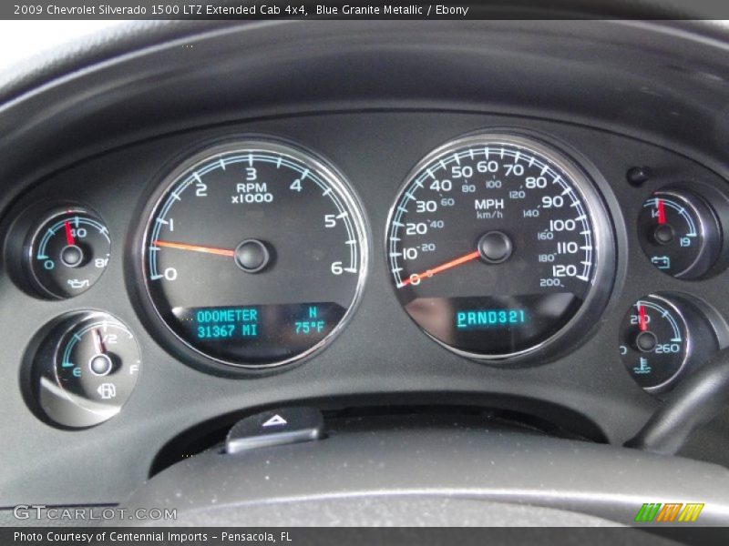 Blue Granite Metallic / Ebony 2009 Chevrolet Silverado 1500 LTZ Extended Cab 4x4