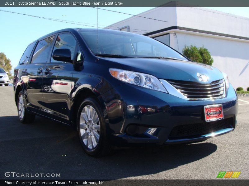 South Pacific Blue Pearl / Light Gray 2011 Toyota Sienna LE AWD