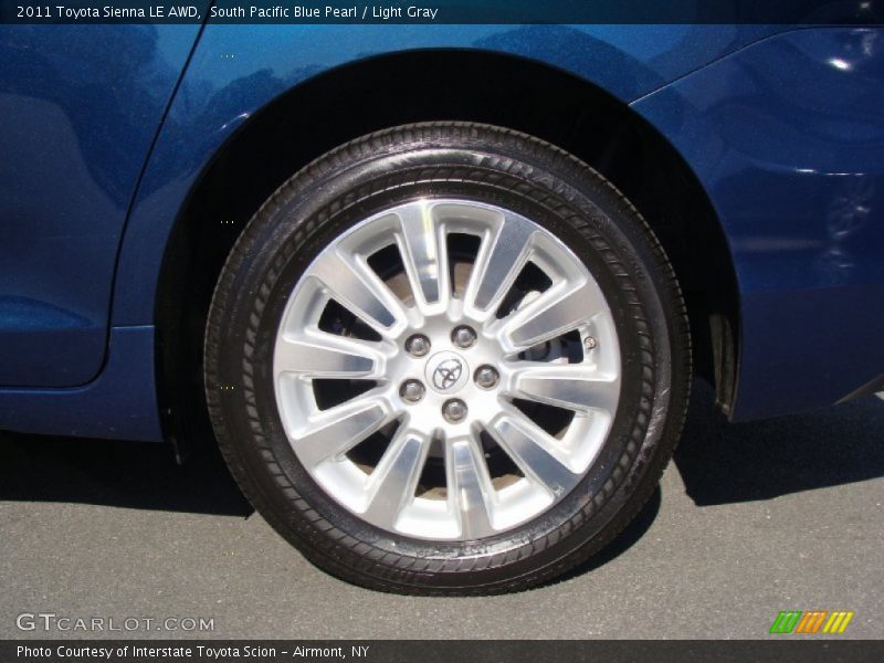 South Pacific Blue Pearl / Light Gray 2011 Toyota Sienna LE AWD