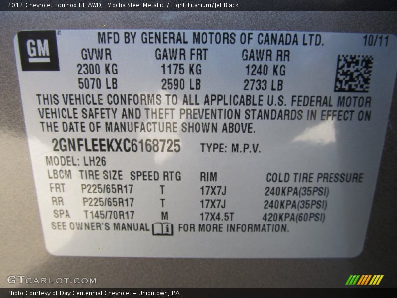 Mocha Steel Metallic / Light Titanium/Jet Black 2012 Chevrolet Equinox LT AWD