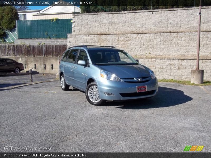 Blue Mirage Metallic / Stone 2009 Toyota Sienna XLE AWD