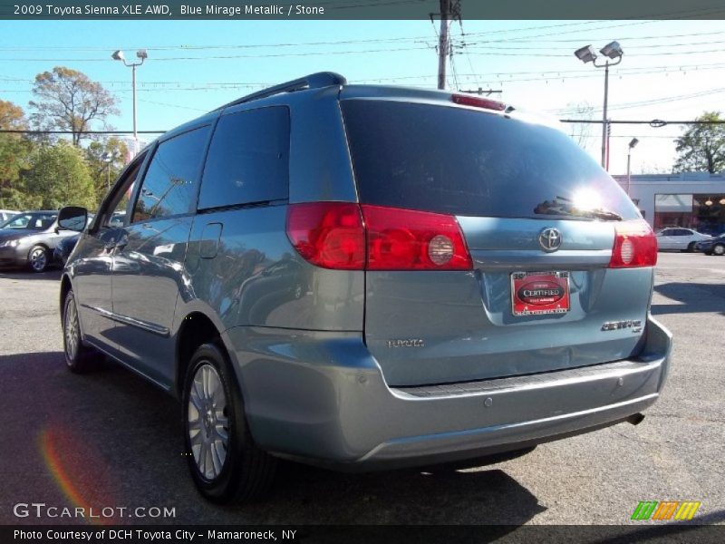 Blue Mirage Metallic / Stone 2009 Toyota Sienna XLE AWD