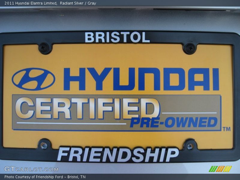 Radiant Silver / Gray 2011 Hyundai Elantra Limited