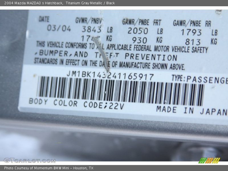 Titanium Gray Metallic / Black 2004 Mazda MAZDA3 s Hatchback