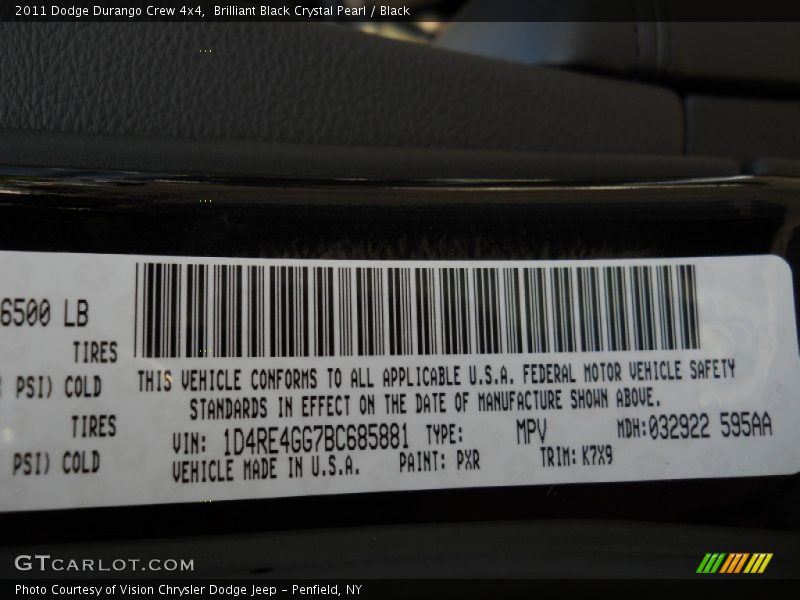 Brilliant Black Crystal Pearl / Black 2011 Dodge Durango Crew 4x4