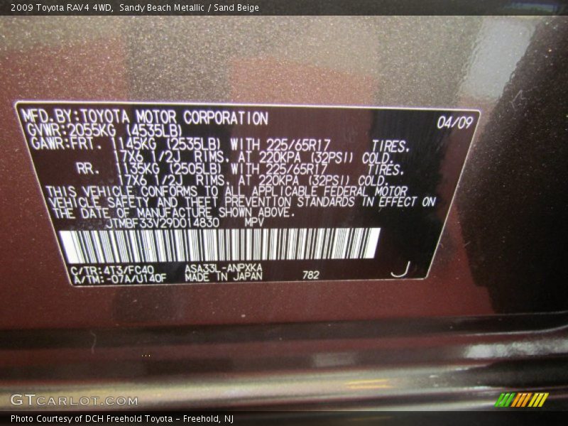 Sandy Beach Metallic / Sand Beige 2009 Toyota RAV4 4WD