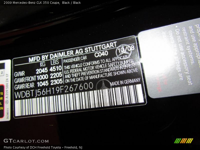 Black / Black 2009 Mercedes-Benz CLK 350 Coupe