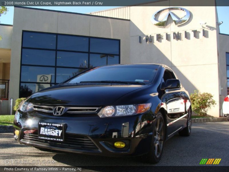 Nighthawk Black Pearl / Gray 2008 Honda Civic LX Coupe