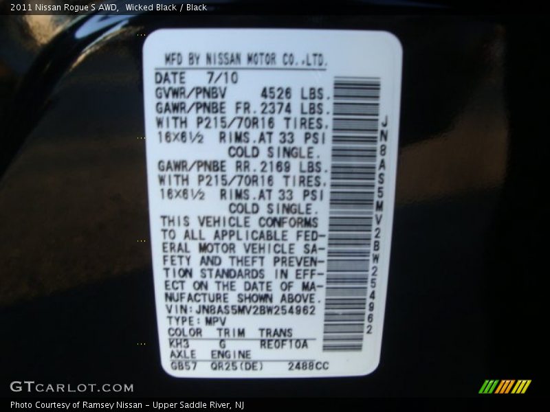 Wicked Black / Black 2011 Nissan Rogue S AWD