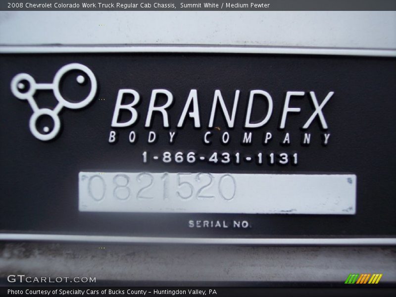 Summit White / Medium Pewter 2008 Chevrolet Colorado Work Truck Regular Cab Chassis