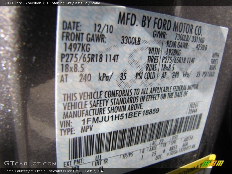Sterling Grey Metallic / Stone 2011 Ford Expedition XLT