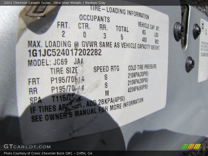 Ultra Silver Metallic / Medium Gray 2001 Chevrolet Cavalier Sedan