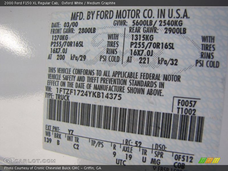 Oxford White / Medium Graphite 2000 Ford F150 XL Regular Cab