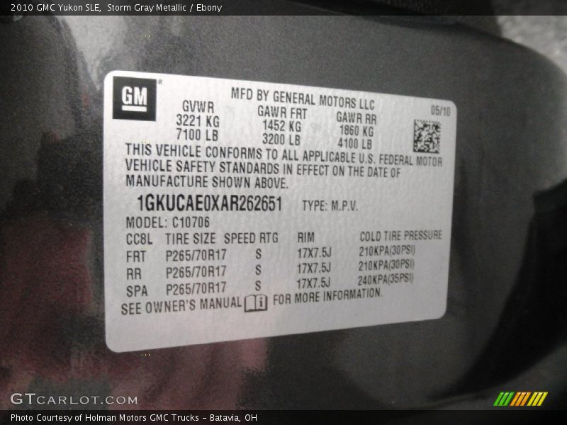 Storm Gray Metallic / Ebony 2010 GMC Yukon SLE