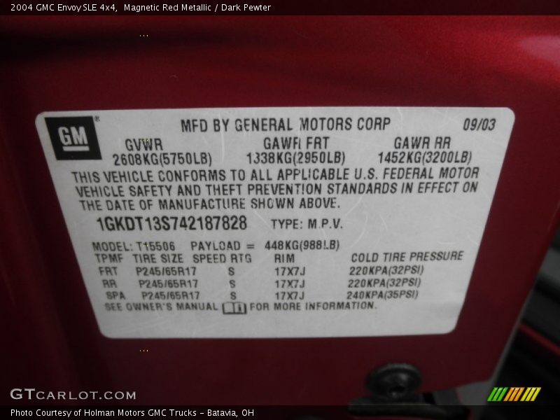 Magnetic Red Metallic / Dark Pewter 2004 GMC Envoy SLE 4x4