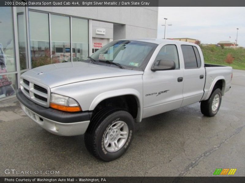 Bright Silver Metallic / Dark Slate Gray 2001 Dodge Dakota Sport Quad Cab 4x4
