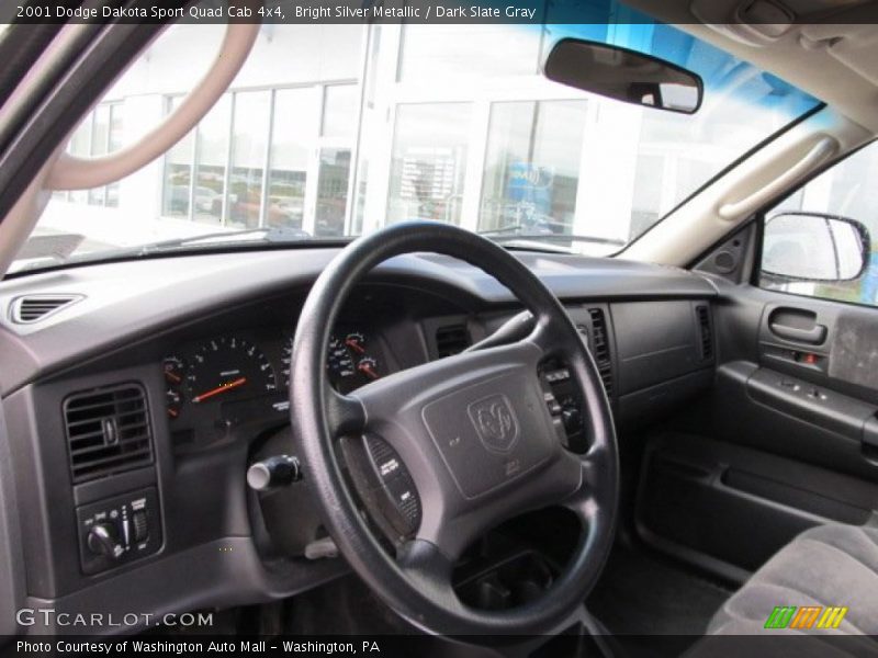 Bright Silver Metallic / Dark Slate Gray 2001 Dodge Dakota Sport Quad Cab 4x4