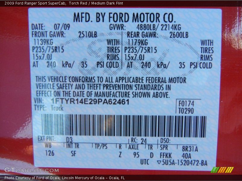 Torch Red / Medium Dark Flint 2009 Ford Ranger Sport SuperCab