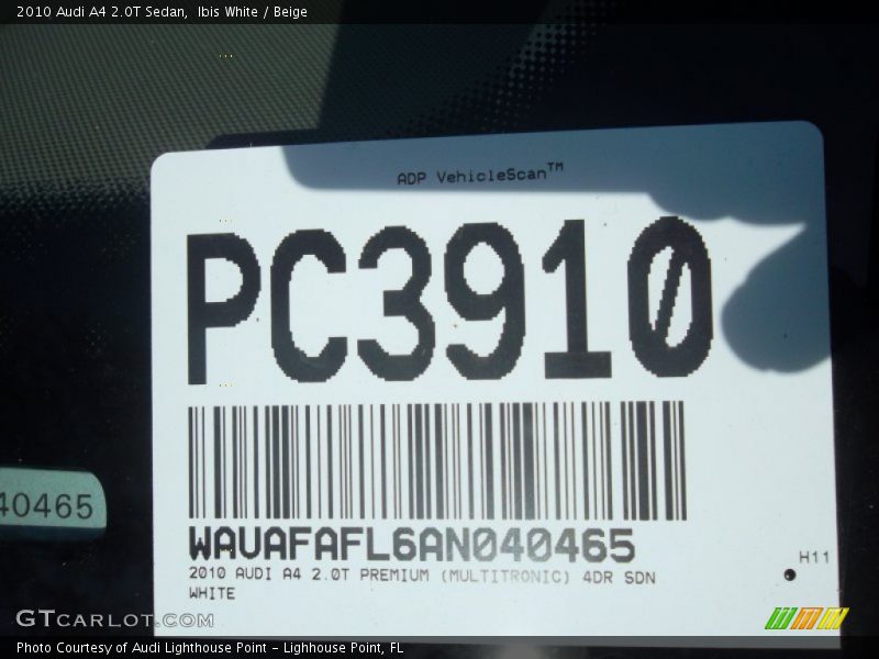 Ibis White / Beige 2010 Audi A4 2.0T Sedan