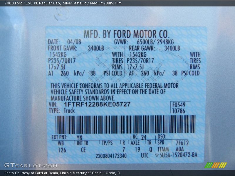 Silver Metallic / Medium/Dark Flint 2008 Ford F150 XL Regular Cab