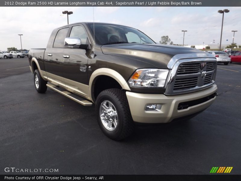 Sagebrush Pearl / Light Pebble Beige/Bark Brown 2012 Dodge Ram 2500 HD Laramie Longhorn Mega Cab 4x4