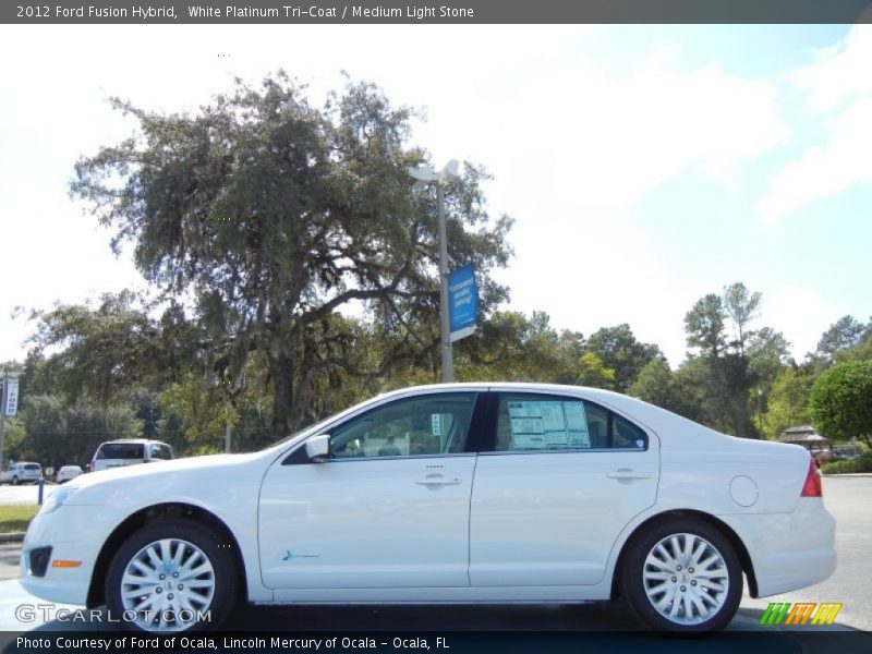 White Platinum Tri-Coat / Medium Light Stone 2012 Ford Fusion Hybrid