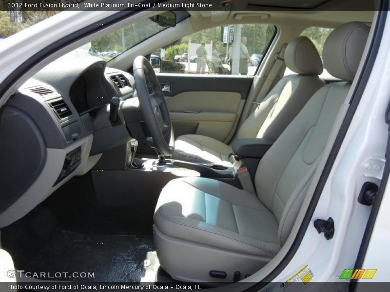 White Platinum Tri-Coat / Medium Light Stone 2012 Ford Fusion Hybrid