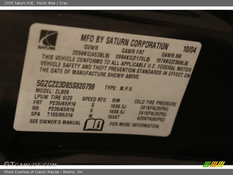 Pacific Blue / Gray 2005 Saturn VUE