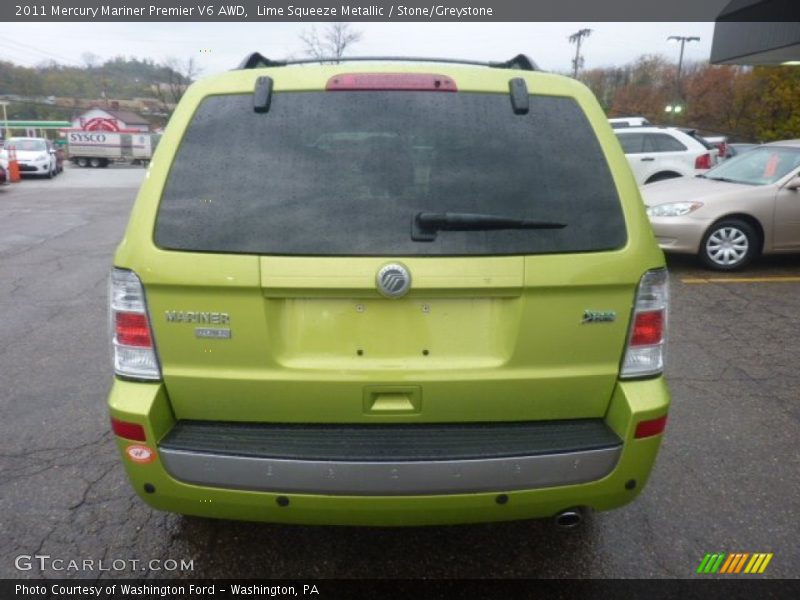 Lime Squeeze Metallic / Stone/Greystone 2011 Mercury Mariner Premier V6 AWD